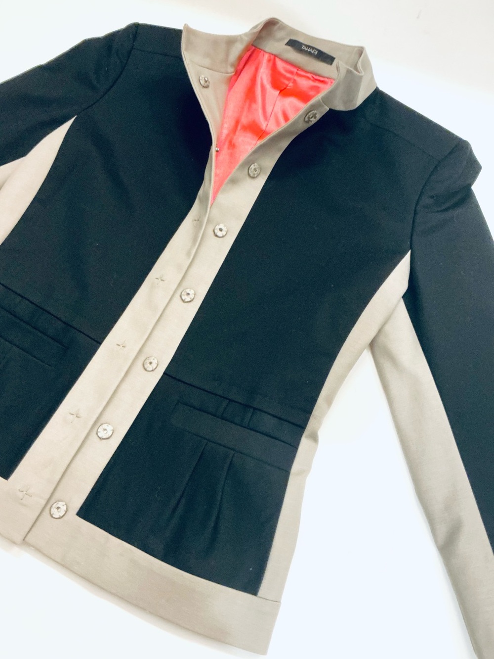 TAHARI, Two Tone Black & Gray Blazer Jacket Business Casual, Size 4